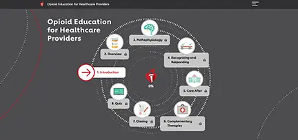 Interactive courses to teach medical professionals and laypeople how to give aid during an opioid overdose.