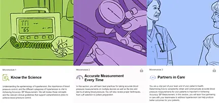 Engaging micromodules that educate healthcare professionals on fighting high blood pressure.